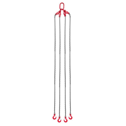 Chain Sling, 10mm x 3 m Lifting Chains with 4 Leg Grab Hooks, Heavy Duty G80 Alloy Steel Lifting Sling, 10.4 Ton Capacity, Adjustable Engine Chain Hoist Lifts for Cargo Security Towing