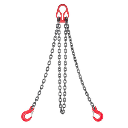 Chain Sling, 8mm x 3 m Lifting Chains with 2 Leg Grab Hooks, Heavy Duty G80 Alloy Steel Lifting Sling, 3.17 Ton Capacity, Adjustable Engine Chain Hoist Lifts for Cargo Security Towing