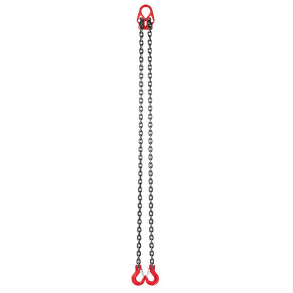 Chain Sling, 8mm x 3 m Lifting Chains with 2 Leg Grab Hooks, Heavy Duty G80 Alloy Steel Lifting Sling, 3.17 Ton Capacity, Adjustable Engine Chain Hoist Lifts for Cargo Security Towing