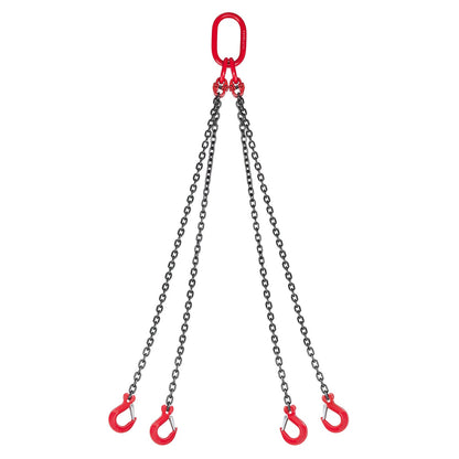 Chain Sling, 6.3mm x 1.5 m Lifting Chains with 4 Leg Grab Hooks,Heavy Duty G80 Alloy Steel Lifting Sling,  2993kg Capacity, Adjustable Engine Chain Hoist Lifts for Cargo Security Towing