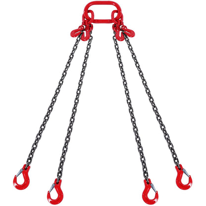 VEVOR 10 mm x 300 cm Chain Sling 4 Legs G80 Lifting Chain with Grab Hooks 8344kg