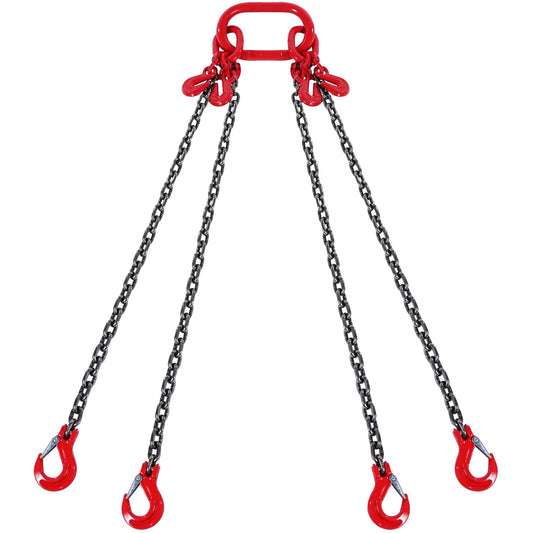 VEVOR 10 mm x 300 cm Chain Sling 4 Legs G80 Lifting Chain with Grab Hooks 8344kg