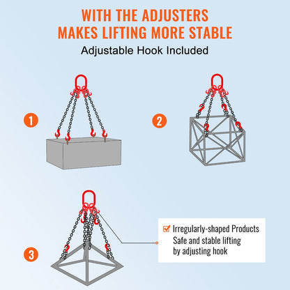 Heavy-Duty G80 Lifting Chain Sling, 13m, 4990kg Capacity, Adjustable Length
