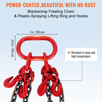 Heavy-Duty G80 Lifting Chain Sling, 13m, 4990kg Capacity, Adjustable Length