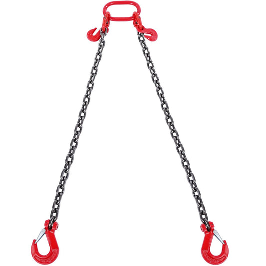 VEVOR 10 mm x 180 cm Chain Sling 2 Legs G80 Lifting Chain with Grab Hooks 5000kg
