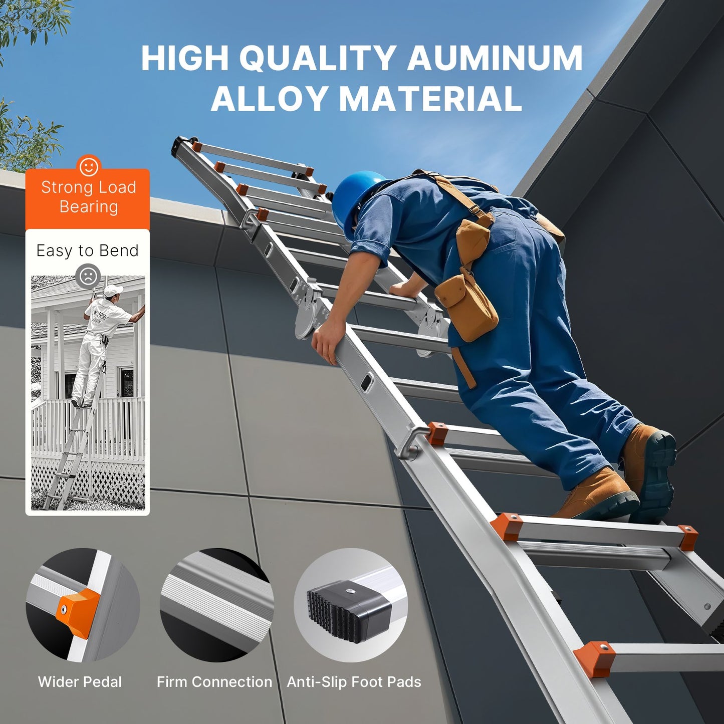 VEVOR Telescoping Ladder A Frame 16.7 FT Extension Multi-Function for Homework