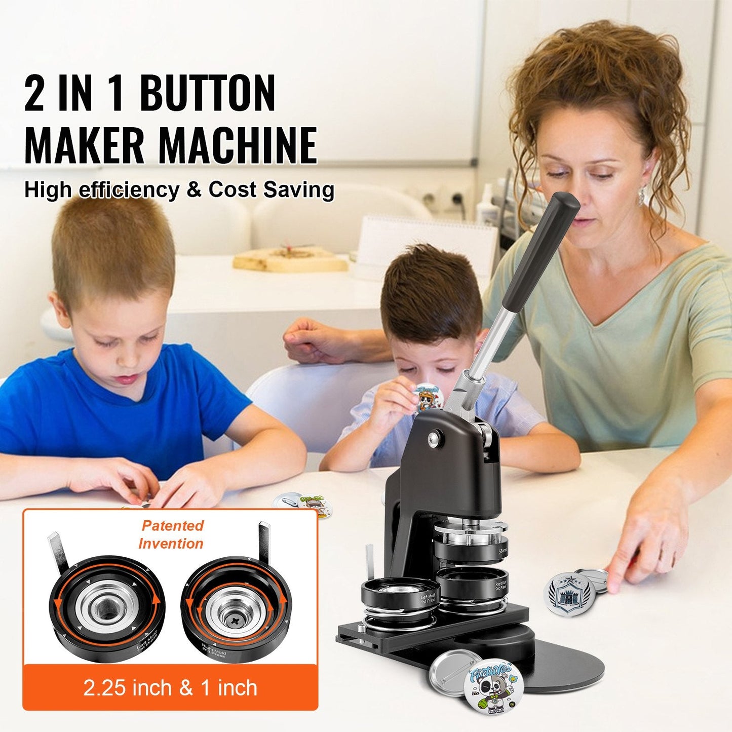 Dual Size Button Maker Kit with 500 Parts and Accessories, Includes Magic Book
