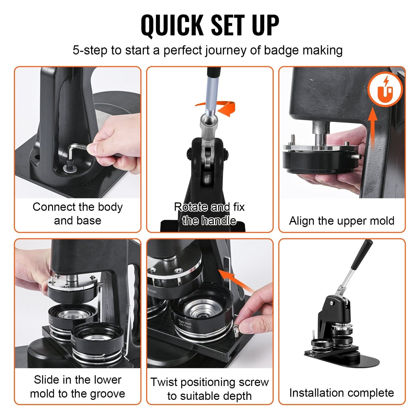 Dual Size Button Maker Kit with 500 Parts and Accessories, Includes Magic Book