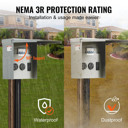 Outdoor RV Power Outlet Box, 50A, UL Certified, Easy Install, NEMA 3R Rated