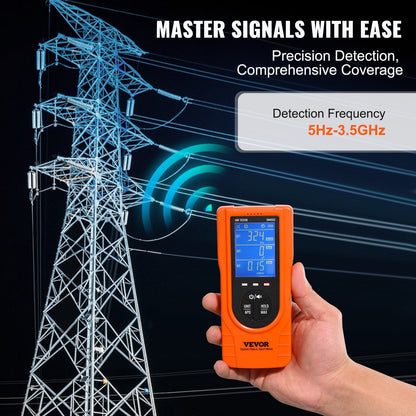 VEVOR 3-in-1 EMF Meter, 5Hz - 3.5GHz, Handheld Rechargeable Electromagnetic Field