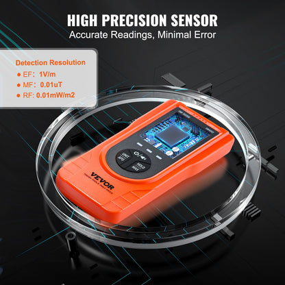 VEVOR 3-in-1 EMF Meter, 5Hz - 3.5GHz, Handheld Rechargeable Electromagnetic Field