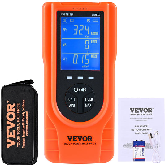VEVOR 3-in-1 EMF Meter, 5Hz - 3.5GHz, Handheld Rechargeable Electromagnetic Field