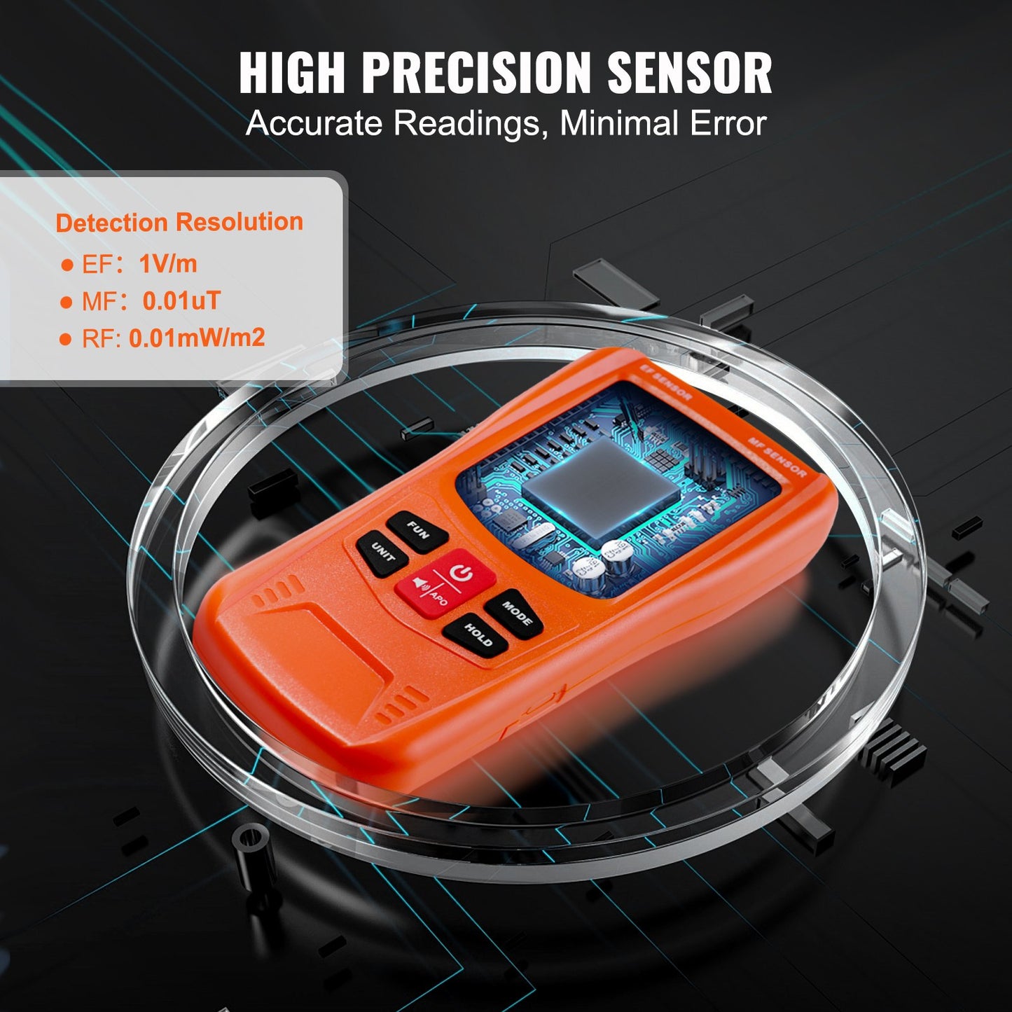 VEVOR 3-in-1 EMF Meter, 5Hz-6GHz, Handheld Rechargeable Electromagnetic Field Radiation