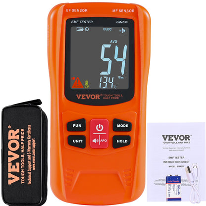 VEVOR 3-in-1 EMF Meter, 5Hz-6GHz, Handheld Rechargeable Electromagnetic Field Radiation