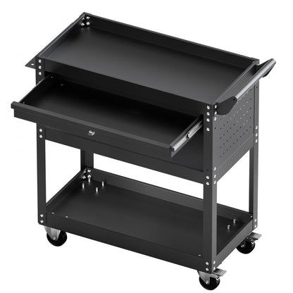 VEVOR 4-Tier Tool Cart on Wheels 350 lb Rolling Work Cart with Drawer & Pegboard