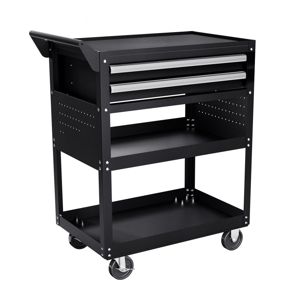 VEVOR 5-Tier Tool Cart on Wheels 400 lb Rolling Work Cart with Drawer & Pegboard