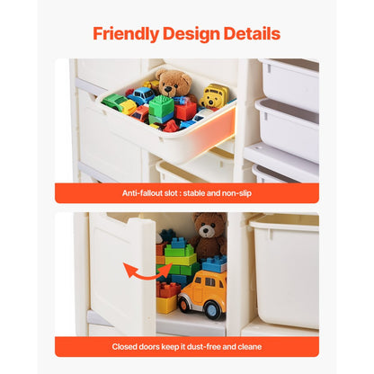 VEVOR 4-Tier Kids Toy Storage with 10 Plastic Movable Bins Elephant-Shape