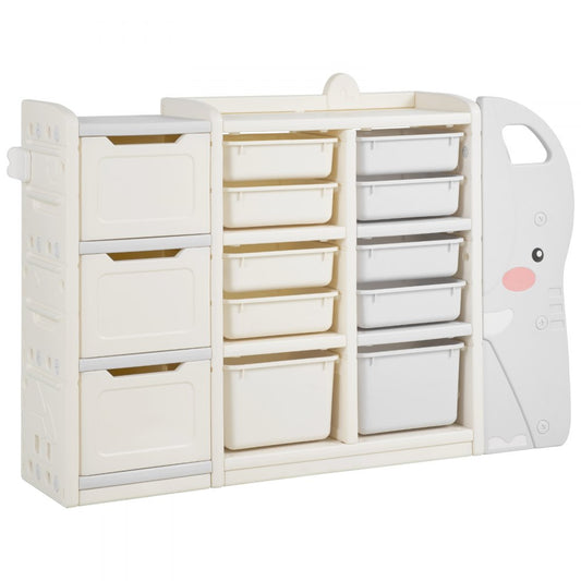 VEVOR 4-Tier Kids Toy Storage with 10 Plastic Movable Bins Elephant-Shape