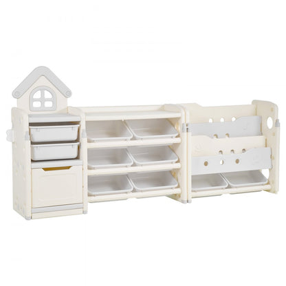 VEVOR 4-Tier Kids Toy Storage with Bookshelf with 10 Movable Plastic Bins