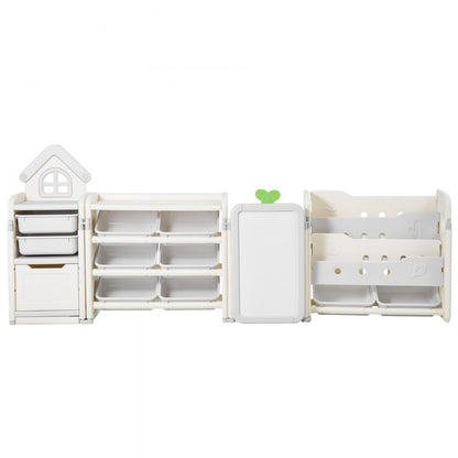 VEVOR Kid Toy Storage and Bookshelf with 10 Movable Plastic Bins & Drawing Board