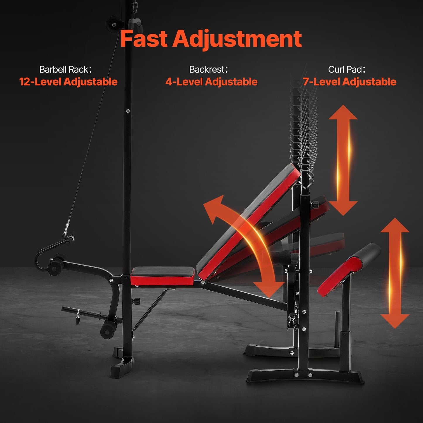 VEVOR Weight Bench Sit up Bench for Home Gym Strength Training Adjustable