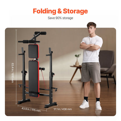 Weight Bench, Multi-Functional Adjustable Weight Bench Press for Full Body Workout, 600lbs Exercise Sit up Bench for Home Gym Strength Training, Flat Bench with Quick Folding & Fast Adjustment