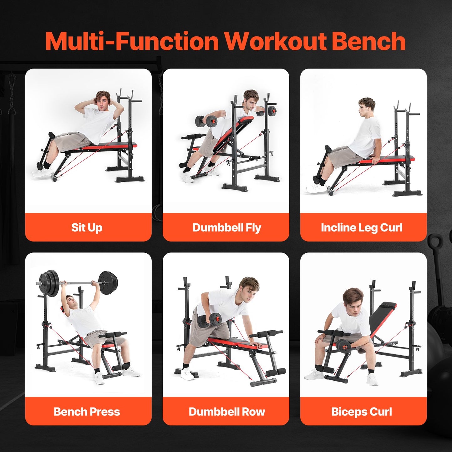 Weight Bench, Multi-Functional Adjustable Weight Bench Press for Full Body Workout, 600lbs Exercise Sit up Bench for Home Gym Strength Training, Flat Bench with Quick Folding & Fast Adjustment