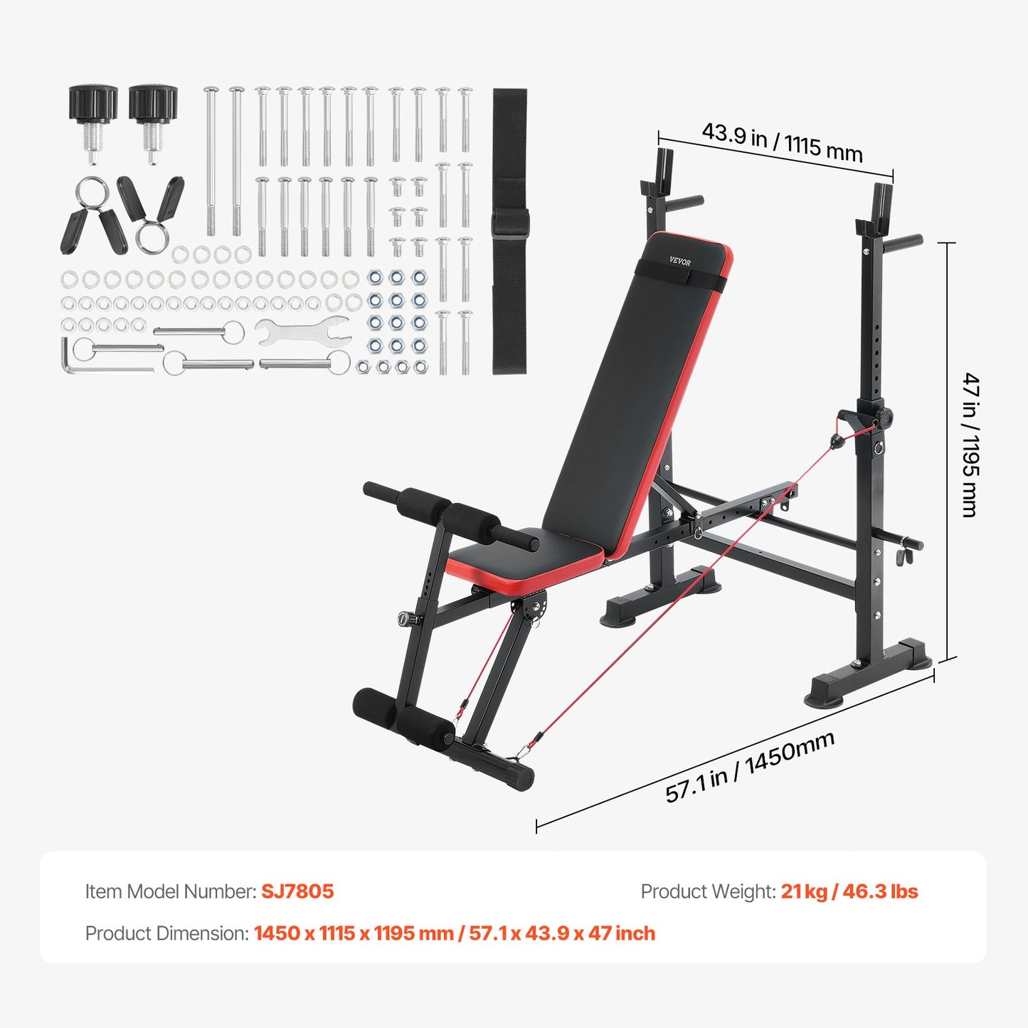 Weight Bench, Multi-Functional Adjustable Weight Bench Press for Full Body Workout, 600lbs Exercise Sit up Bench for Home Gym Strength Training, Flat Bench with Quick Folding & Fast Adjustment