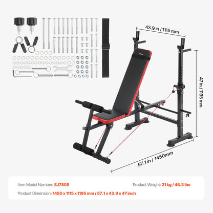 Weight Bench, Multi-Functional Adjustable Weight Bench Press for Full Body Workout, 600lbs Exercise Sit up Bench for Home Gym Strength Training, Flat Bench with Quick Folding & Fast Adjustment