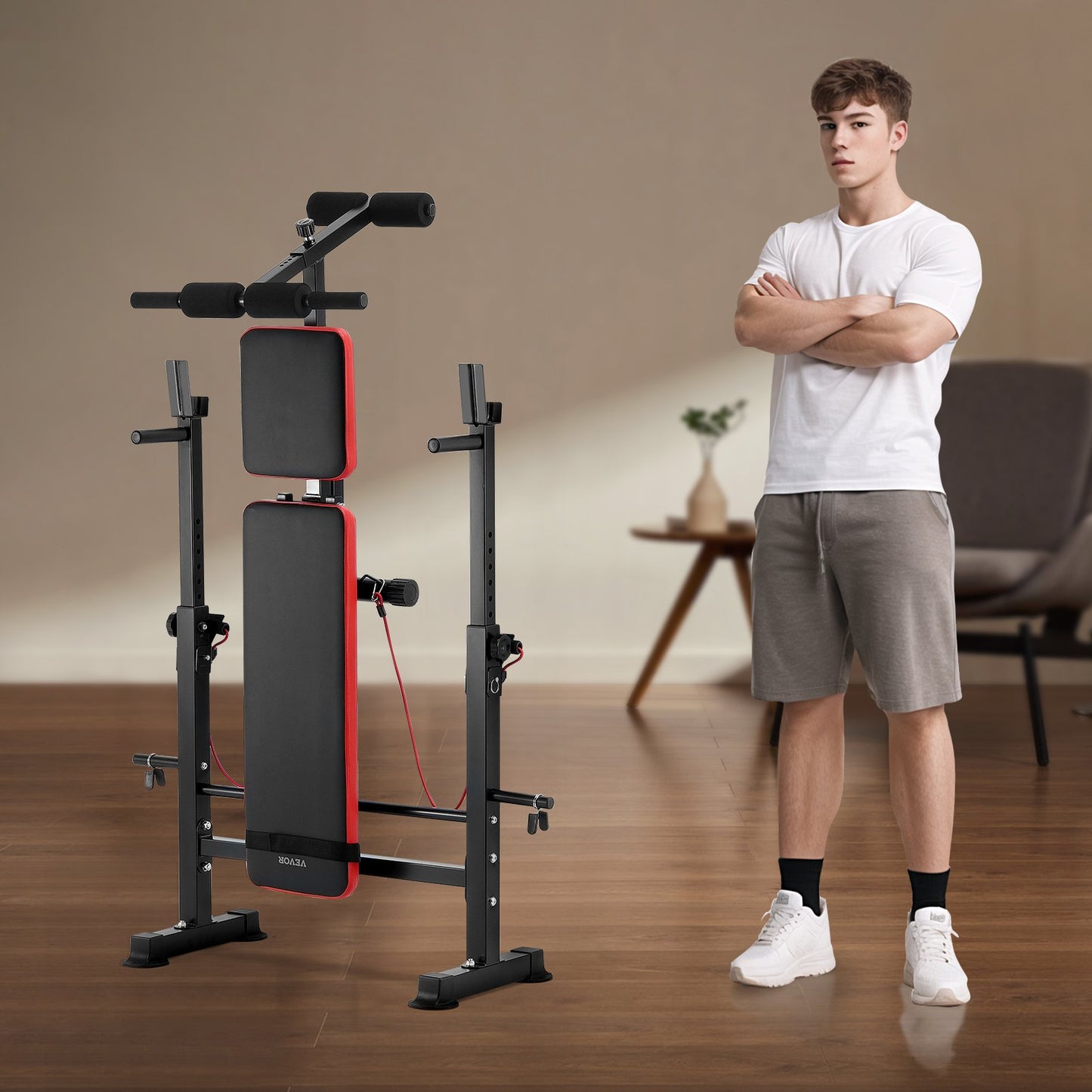 Weight Bench, Multi-Functional Adjustable Weight Bench Press for Full Body Workout, 600lbs Exercise Sit up Bench for Home Gym Strength Training, Flat Bench with Quick Folding & Fast Adjustment