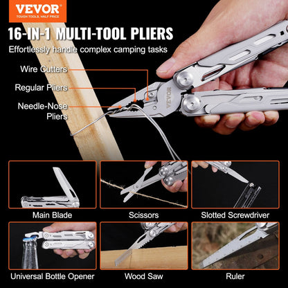 16-in-1 Stainless Steel Multi-Tool Pliers with Safety Lock for Outdoor Use