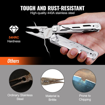 VEVOR 16-In-1 Multitool Pliers, Multi Tool Pliers, Cutters, Knife, Scissors, Ruler,