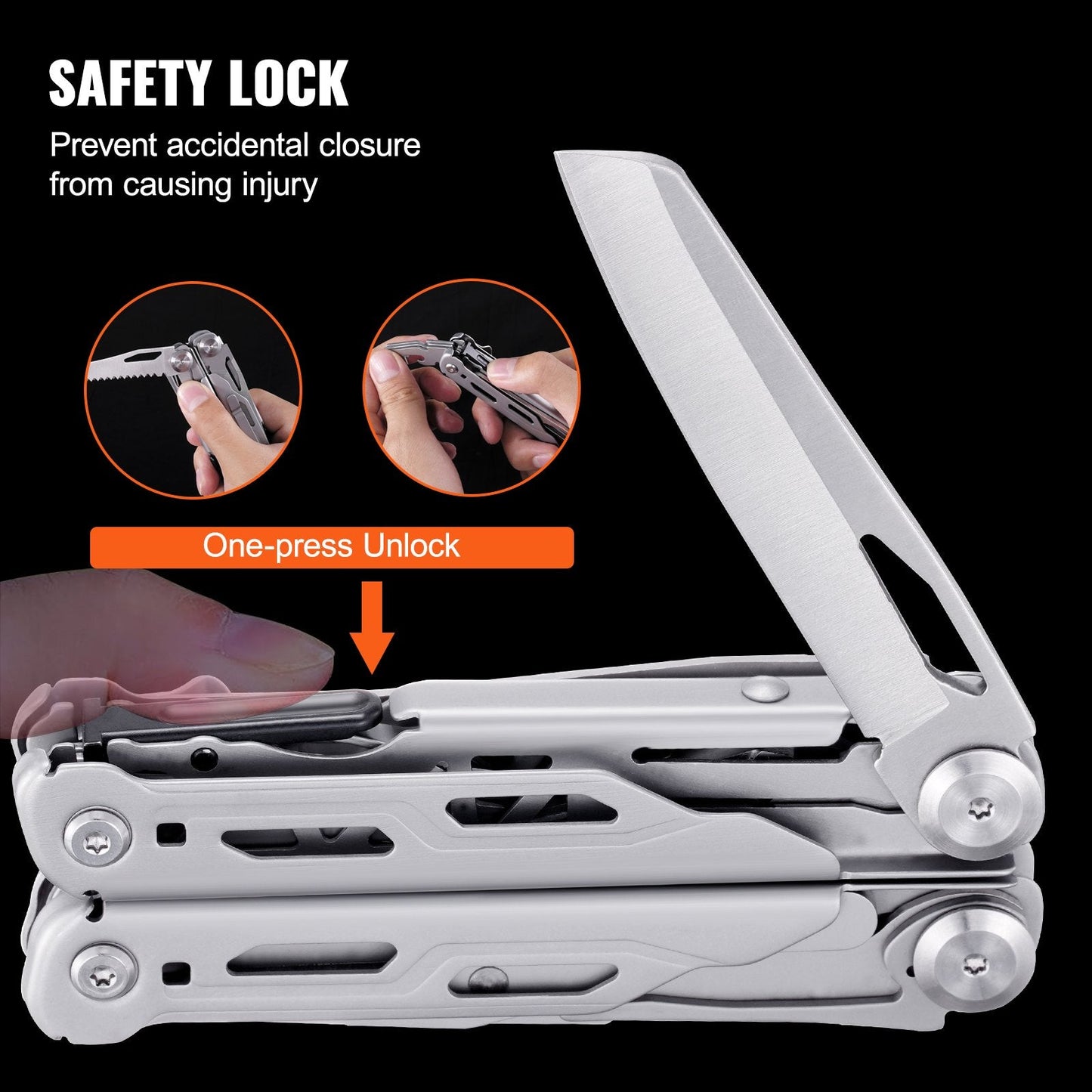 16-in-1 Stainless Steel Multi-Tool Pliers with Safety Lock for Outdoor Use