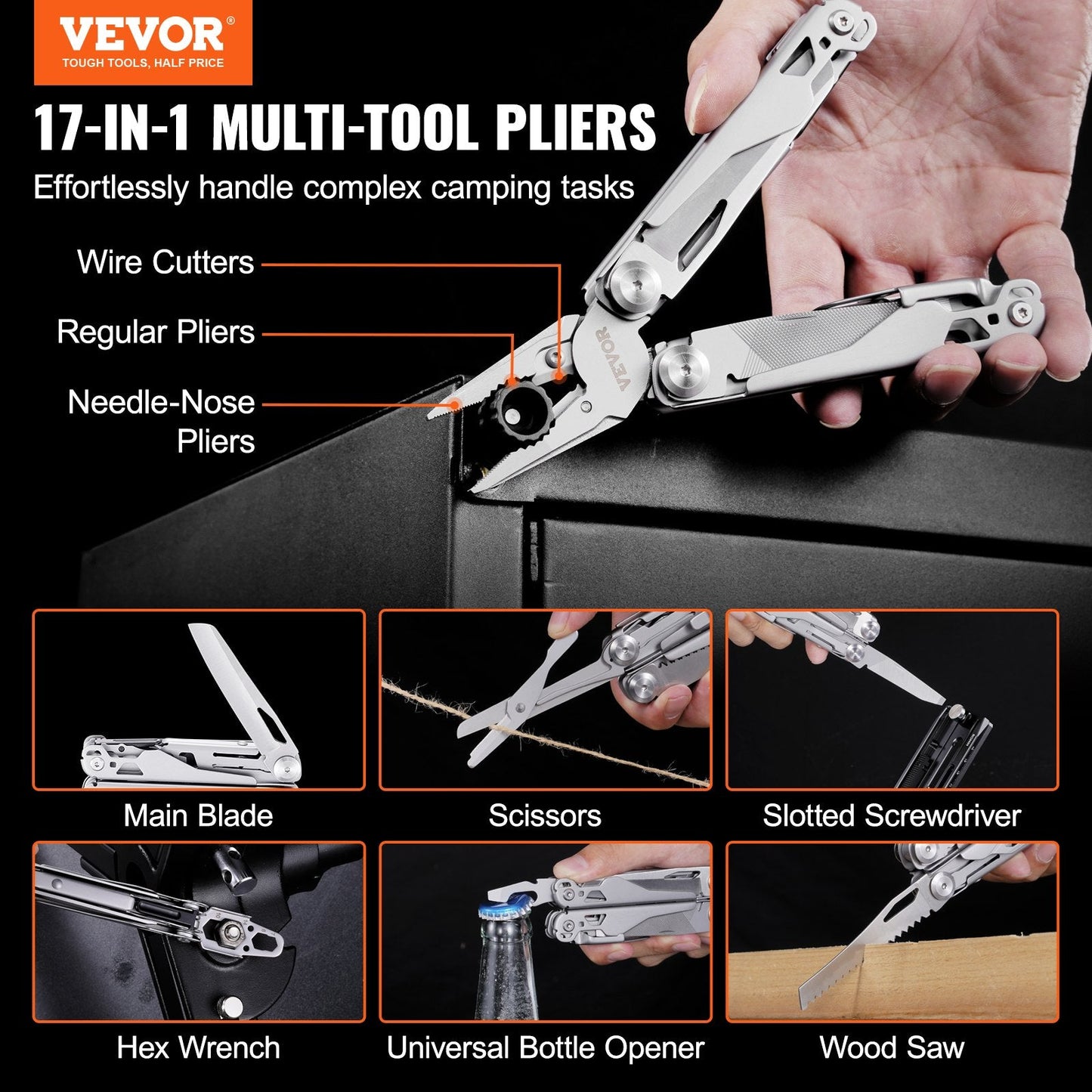 17-in-1 Stainless Steel Multi-tool Pliers with Safety Lock for Outdoor Use