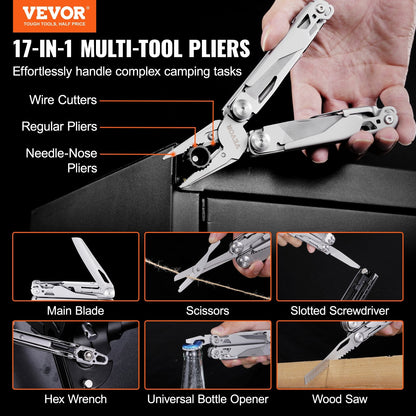 17-in-1 Stainless Steel Multi-tool Pliers with Safety Lock for Outdoor Use