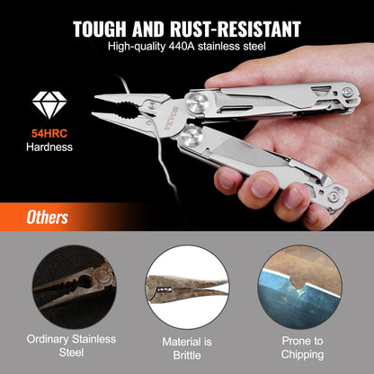 VEVOR 17-In-1 Multitool Pliers, Multi Tool Pliers, Cutters, Knife, Scissors, Ruler,