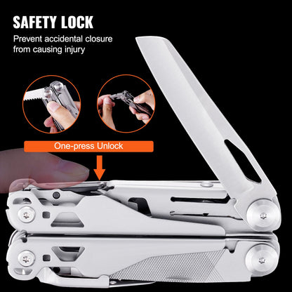 VEVOR 17-In-1 Multitool Pliers, Multi Tool Pliers, Cutters, Knife, Scissors, Ruler,