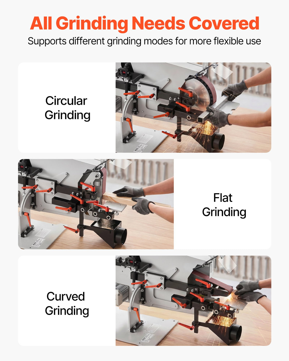 Belt Grinder Sander with VFD, 1829 x 51mm Variable Speed Belt Polisher, 1500W Knife Making Machine with 3 Grinding Modes & 3PCS Belts for Metalworking, Compatible with (1829-2083) x 51mm Belts