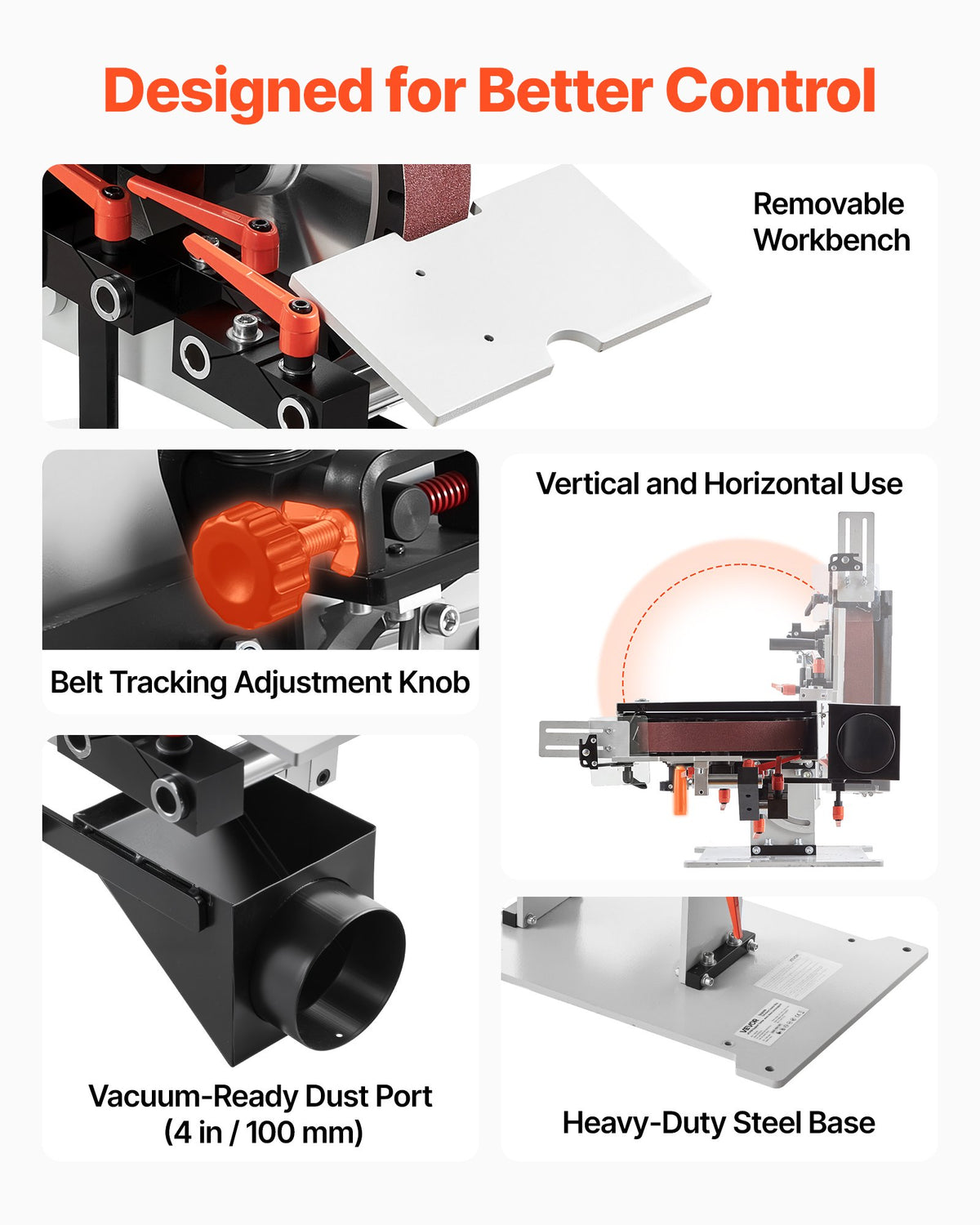 Belt Grinder Sander with VFD, 1829 x 51mm Variable Speed Belt Polisher, 1500W Knife Making Machine with 3 Grinding Modes & 3PCS Belts for Metalworking, Compatible with (1829-2083) x 51mm Belts