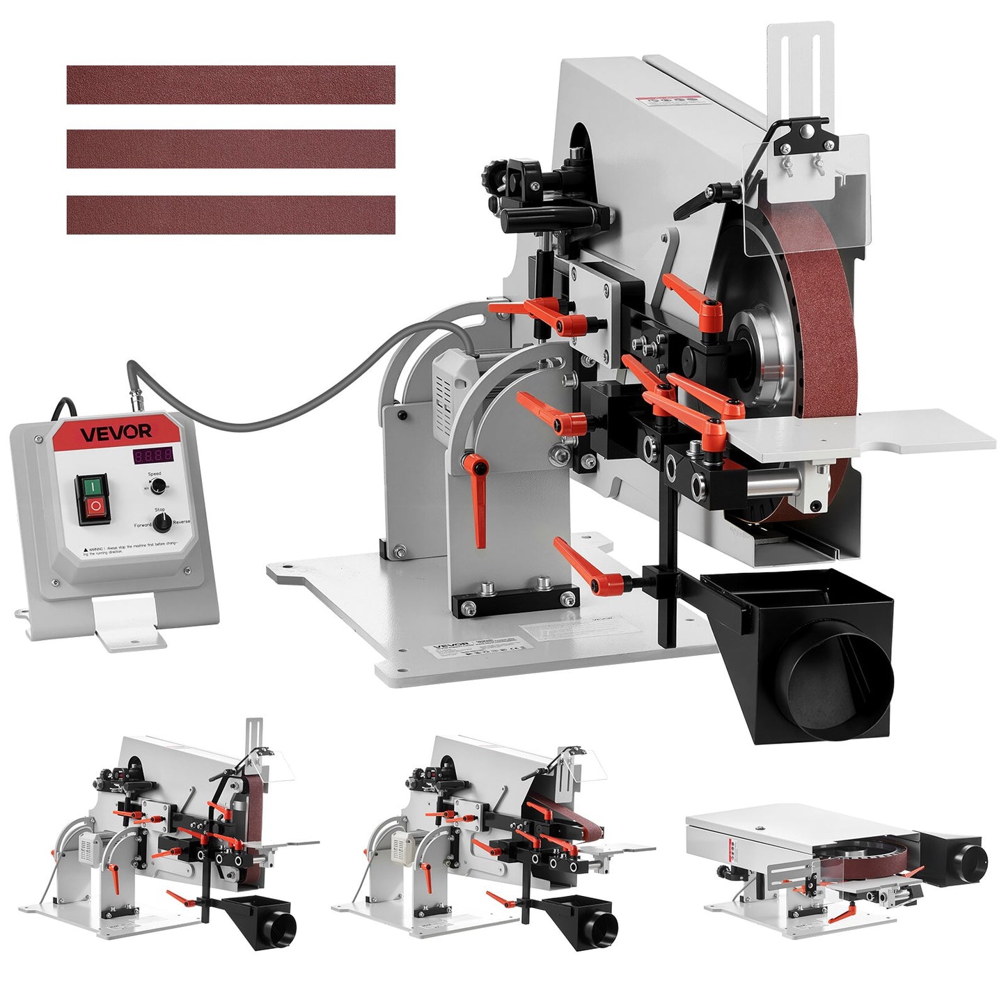 Belt Grinder Sander with VFD, 1829 x 51mm Variable Speed Belt Polisher, 1500W Knife Making Machine with 3 Grinding Modes & 3PCS Belts for Metalworking, Compatible with (1829-2083) x 51mm Belts