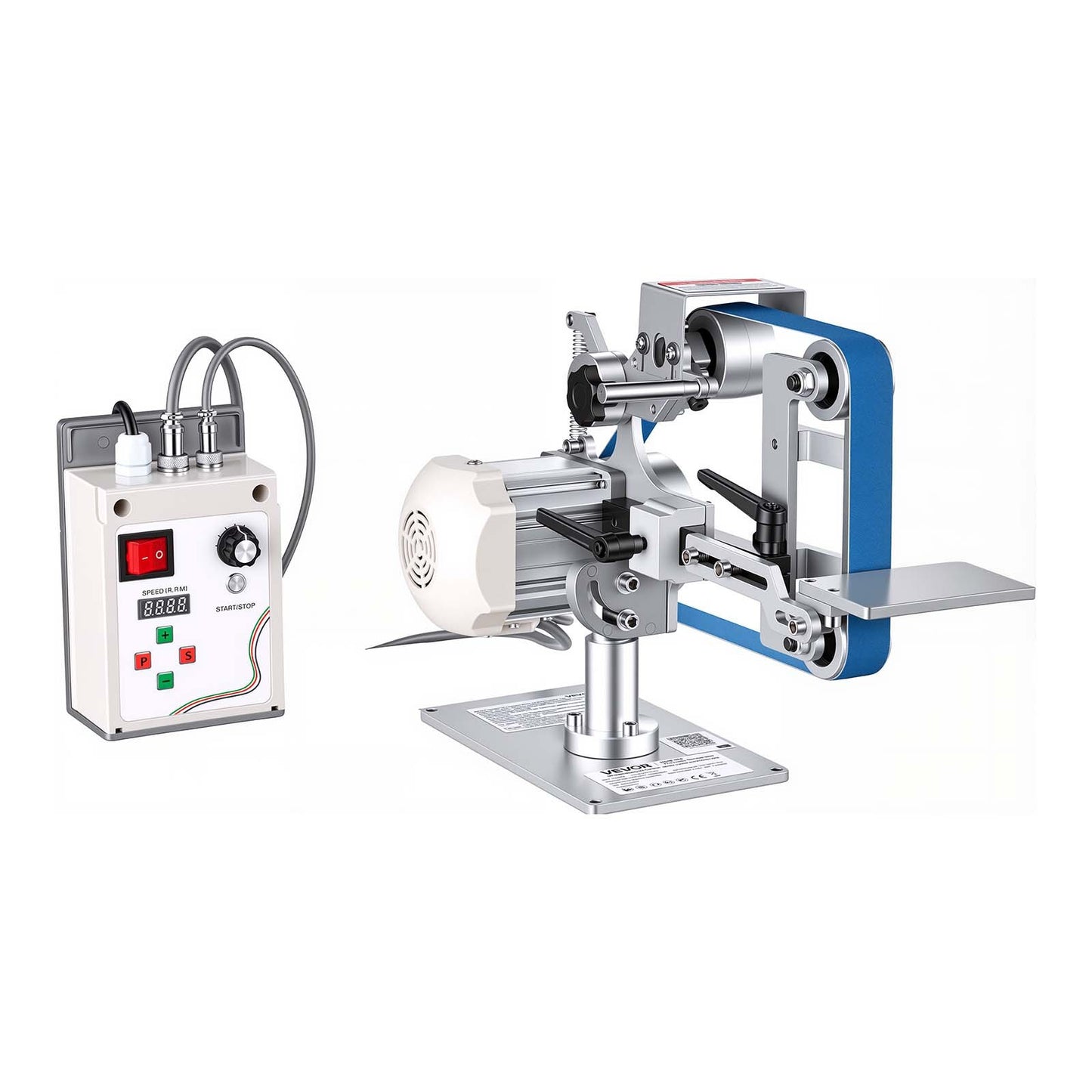 Belt Grinder Sander with VFD, 762mm x 25.4mm Variable Speed Belt Polisher, 550W Polishing Grinding Machine with 2 Grinding Modes & 3PCS Sanding Belts for Metalworking, Knife Making