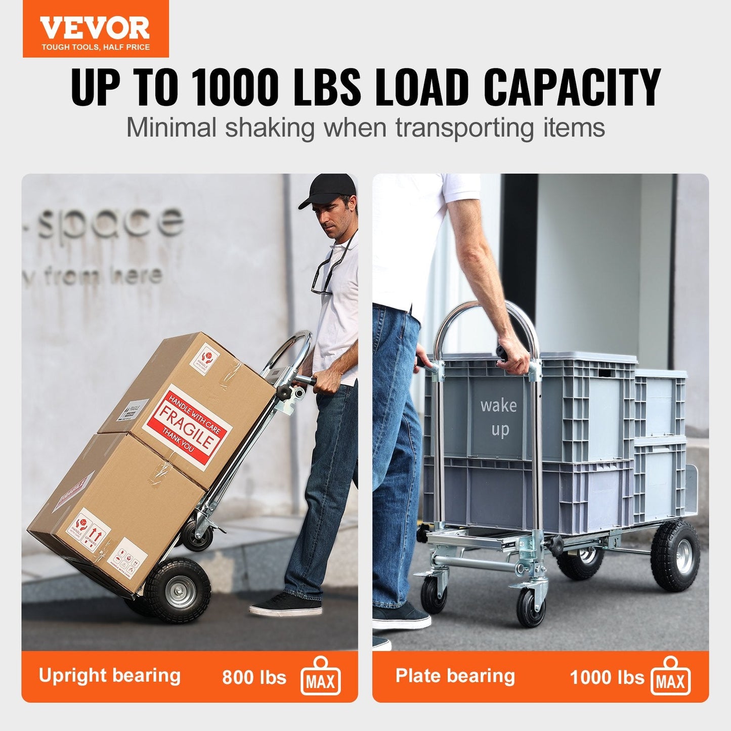 Aluminum 4-in-1 Convertible Hand Truck and Dolly, 454 kg Capacity, Heavy Duty