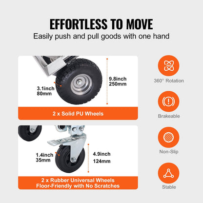 Aluminum 4-in-1 Convertible Hand Truck and Dolly, 454 kg Capacity, Heavy Duty