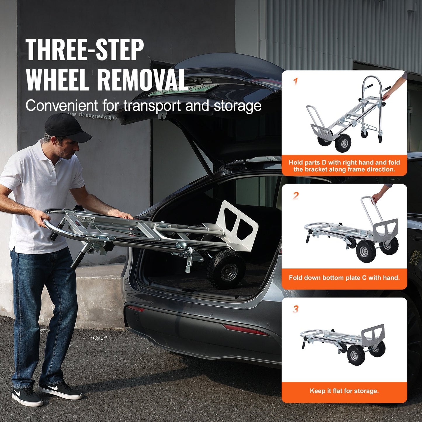 Aluminum 4-in-1 Convertible Hand Truck and Dolly, 454 kg Capacity, Heavy Duty