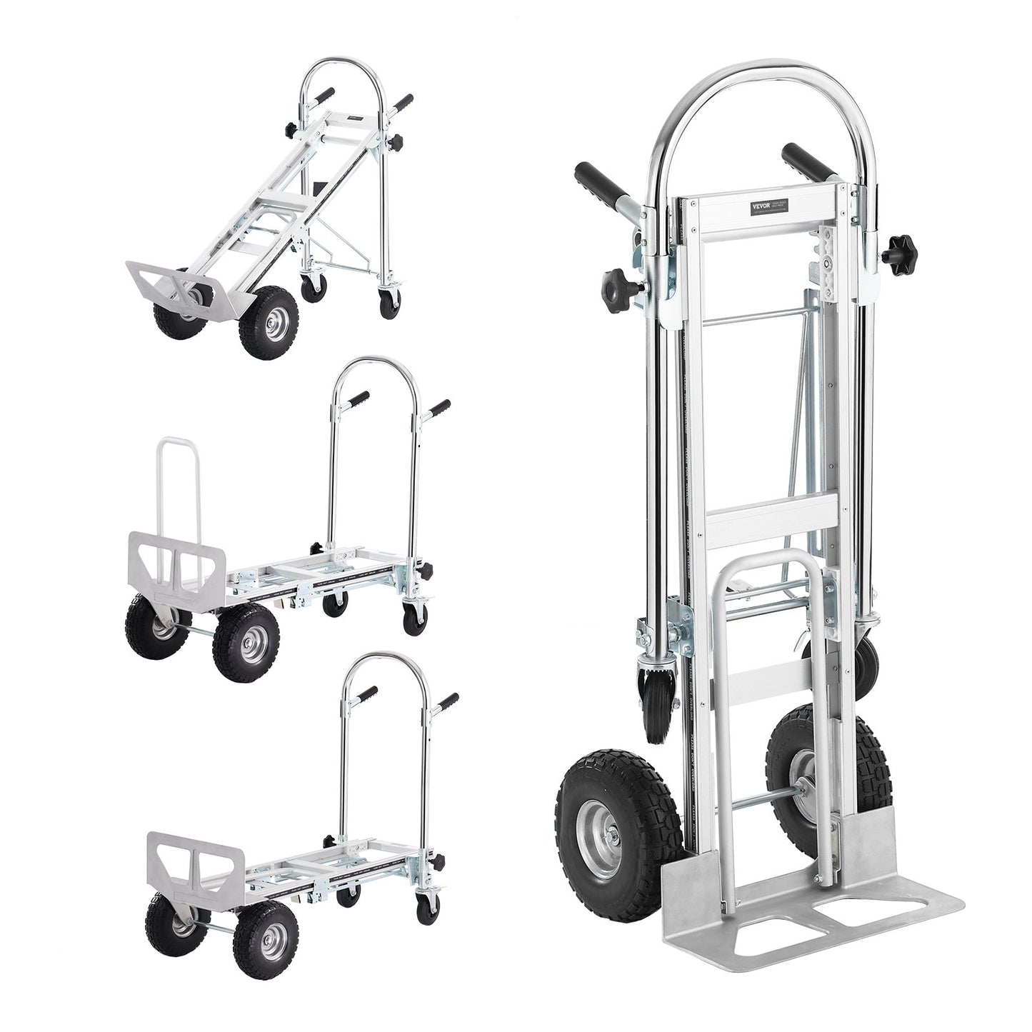 VEVOR Aluminum Hand Truck, 4 in 1, 454 kg Max Load Capacity, Heavy Duty Industrial