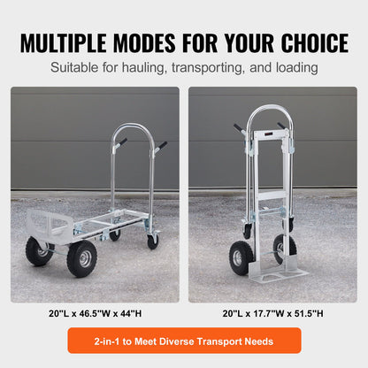 VEVOR Aluminum Hand Truck, 2 in 1, 454 kg Max Load Capacity, Heavy Duty Industrial