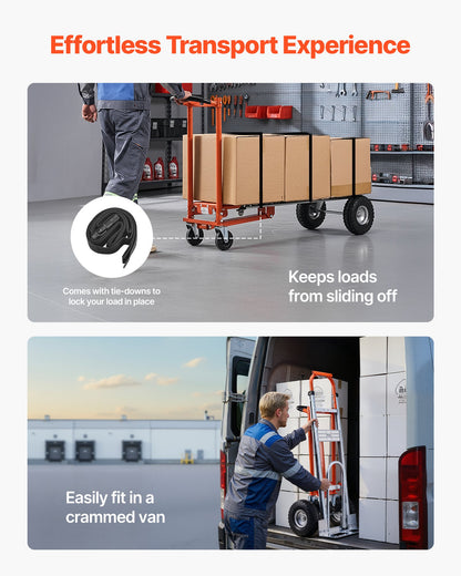 4 in 1 Hand Truck, 453.6 kg Load Capacity for 4-Wheel Mode, Convertible Hand Truck Dolly with Non-Slip Handle & Wheels, Aluminum Alloy Portable Trolley Dolly for Moving Home, Office, Warehouse