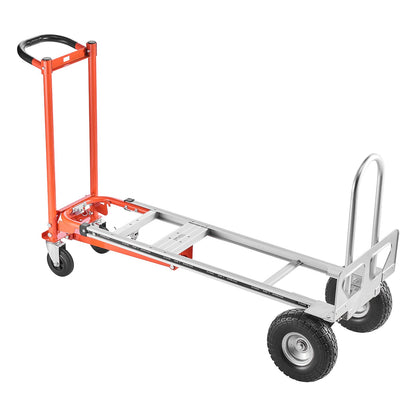 4 in 1 Hand Truck, 453.6 kg Load Capacity for 4-Wheel Mode, Convertible Hand Truck Dolly with Non-Slip Handle & Wheels, Aluminum Alloy Portable Trolley Dolly for Moving Home, Office, Warehouse
