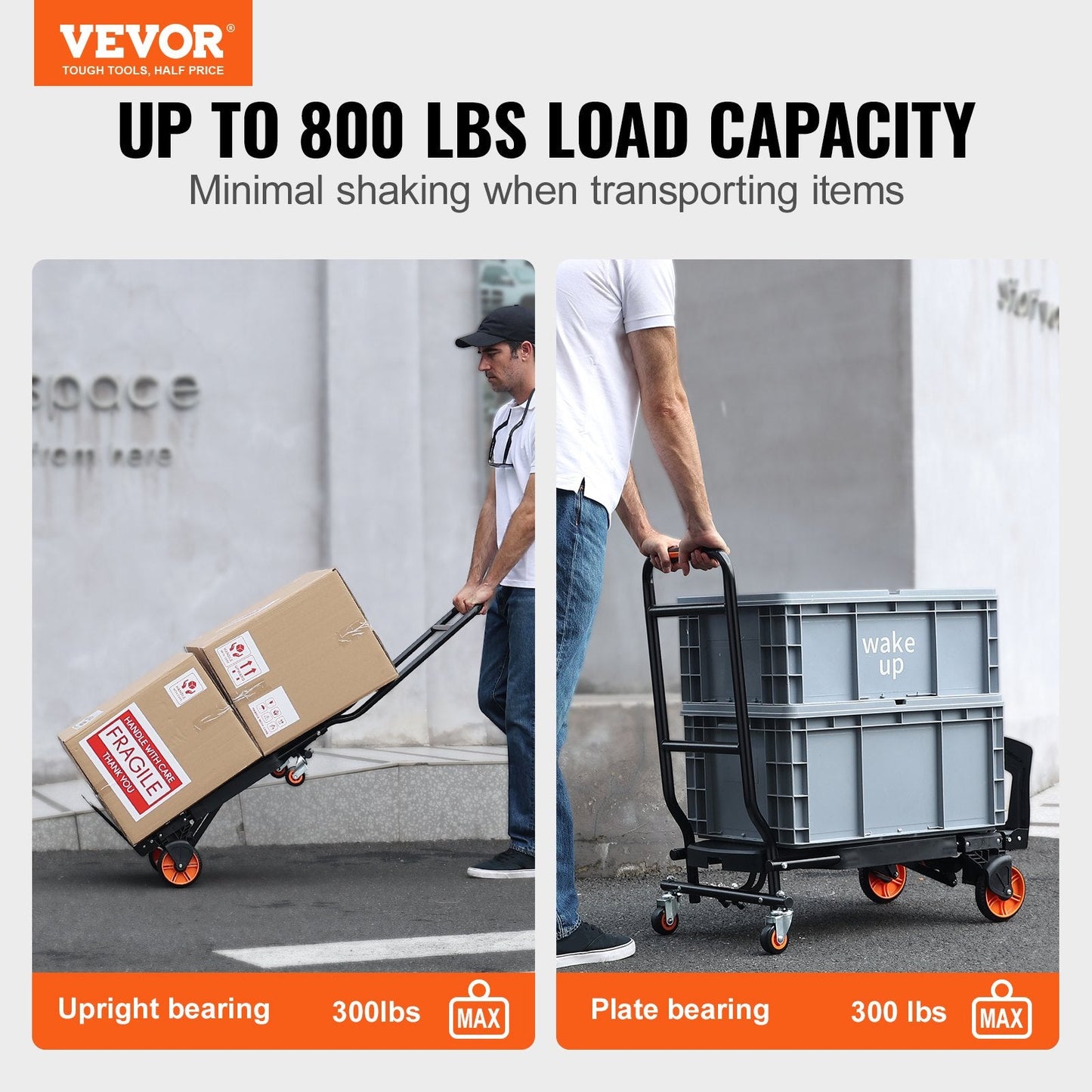 Aluminum 2-in-1 Hand Truck & Dolly, 136 kg Capacity, Folding Utility Cart