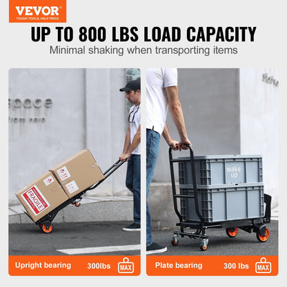 Aluminum 2-in-1 Hand Truck & Dolly, 136 kg Capacity, Folding Utility Cart